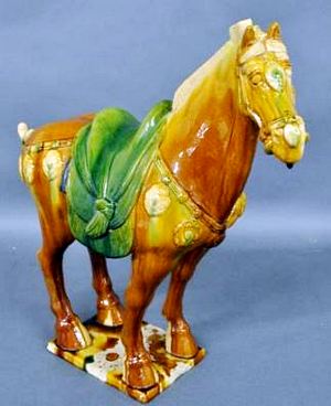 Reproduction glazed pottery Chinese Tang horse